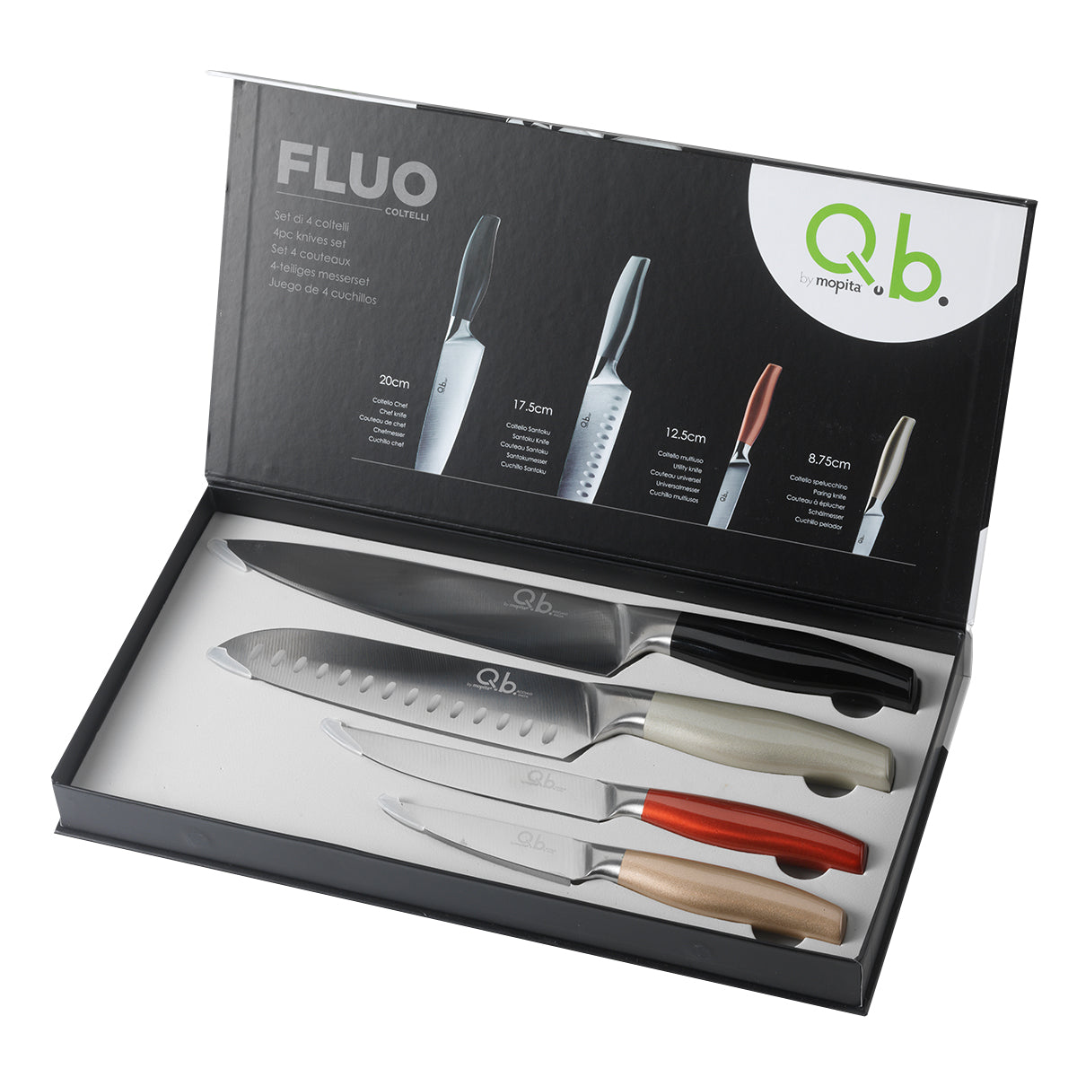 SET 4 COLTELLI ACCIAIO Q.B. FLUO