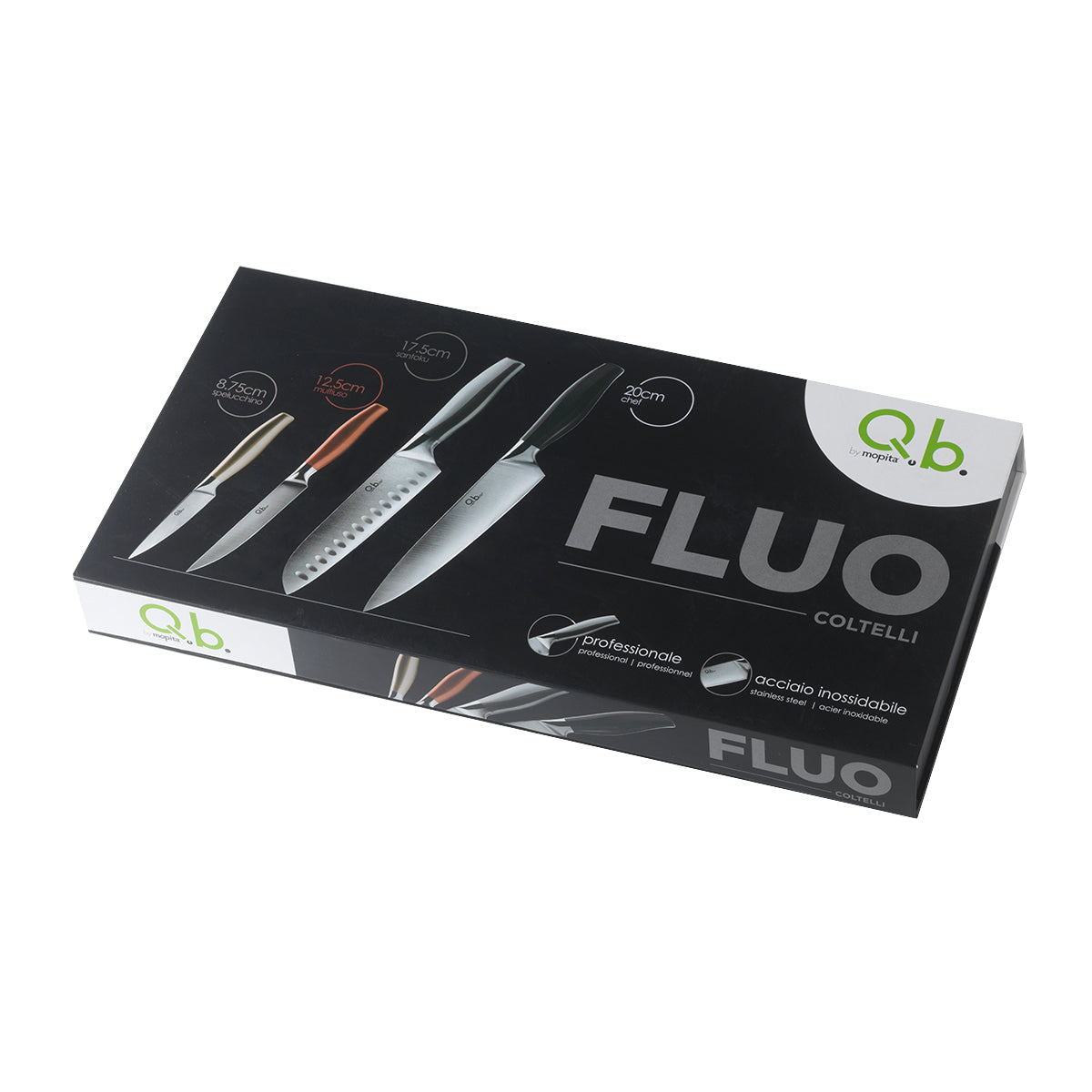 SET 4 COLTELLI ACCIAIO Q.B. FLUO