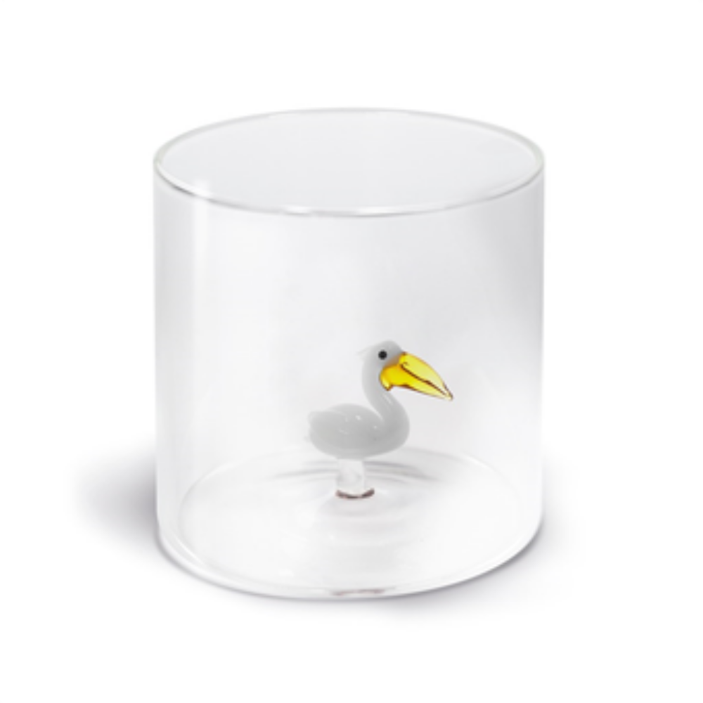BICCHIERE DA ACQUA 250 ML PELLICANO BIANCO IN VETRO BOROSILICATO