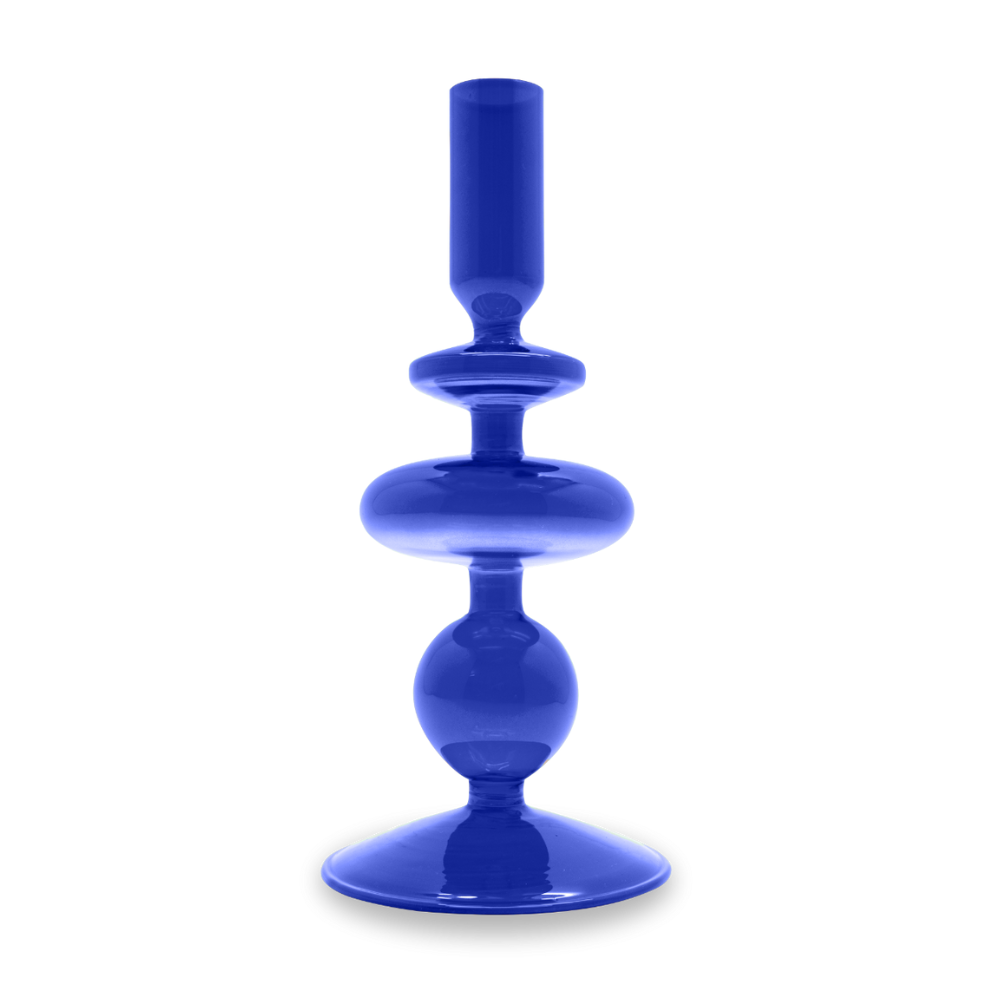 PORTACANDELE IN VETRO BOROSILICATO 20 CM BLU