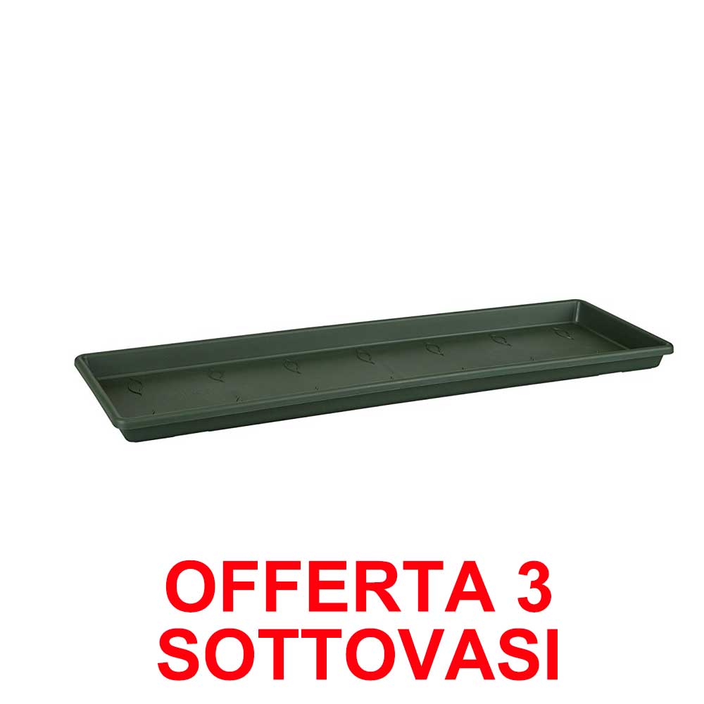 OFFERTA 3 SOTTOVASO PER FIORIERE GREEN BASICS TROUGH SAUCER 50CM VERDE
