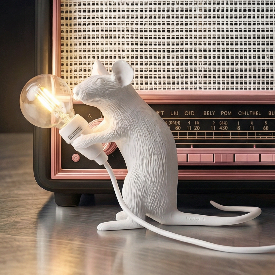 Lampada Mouse Mac 6,2x21 h.8,1cm Bianca SELETTI