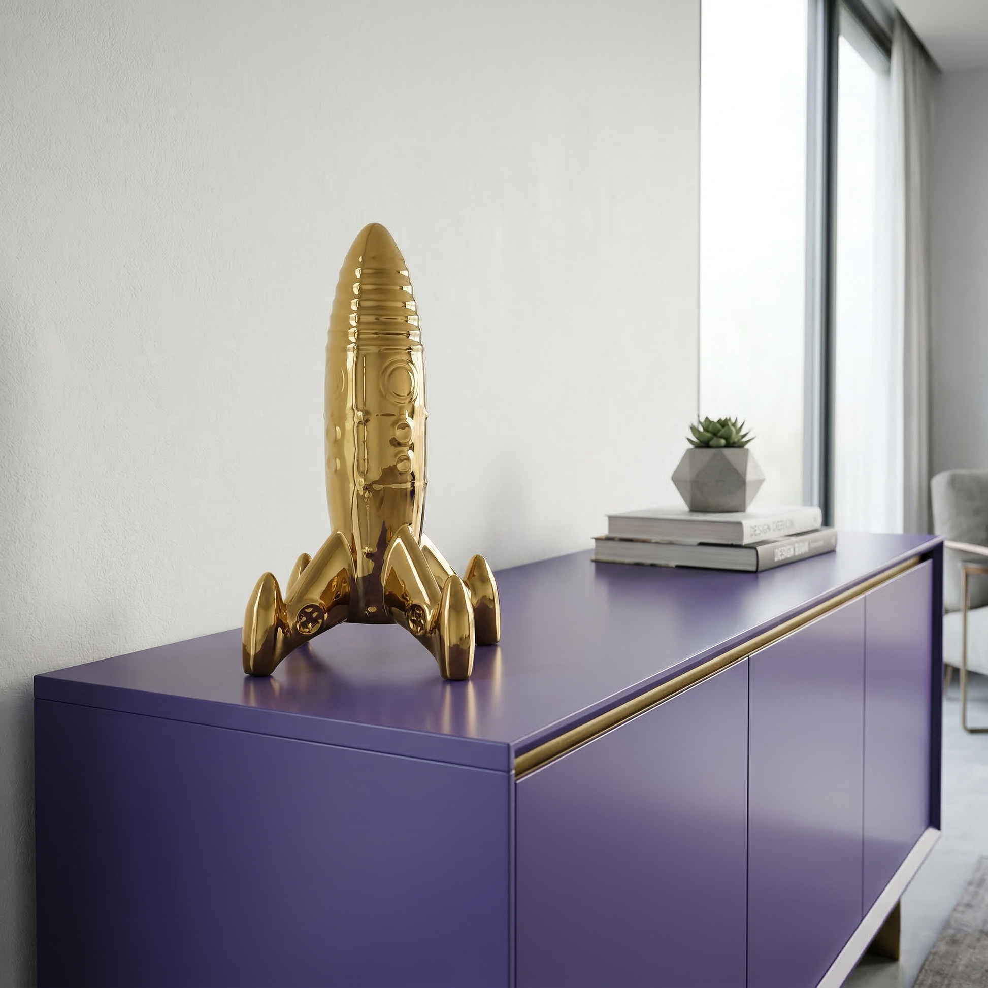 Statua Decorativa Razzo 23,5x13,5 h. 27 cm Oro SELETTI