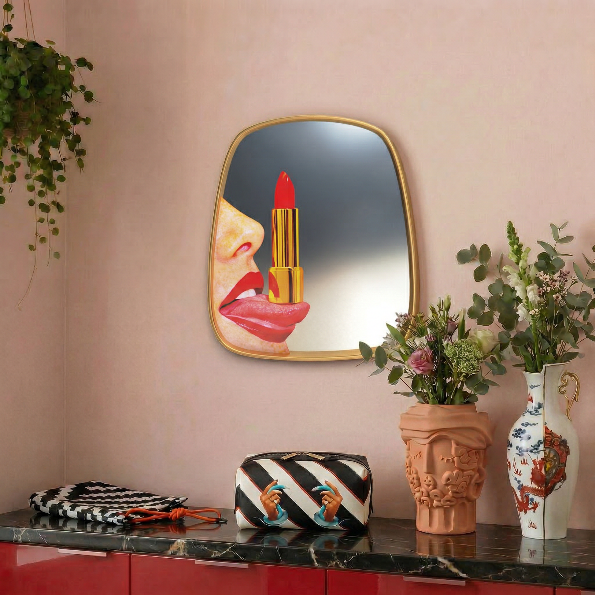 Specchio Gold Frame Tongue Cm 54 h 59 SELETTI