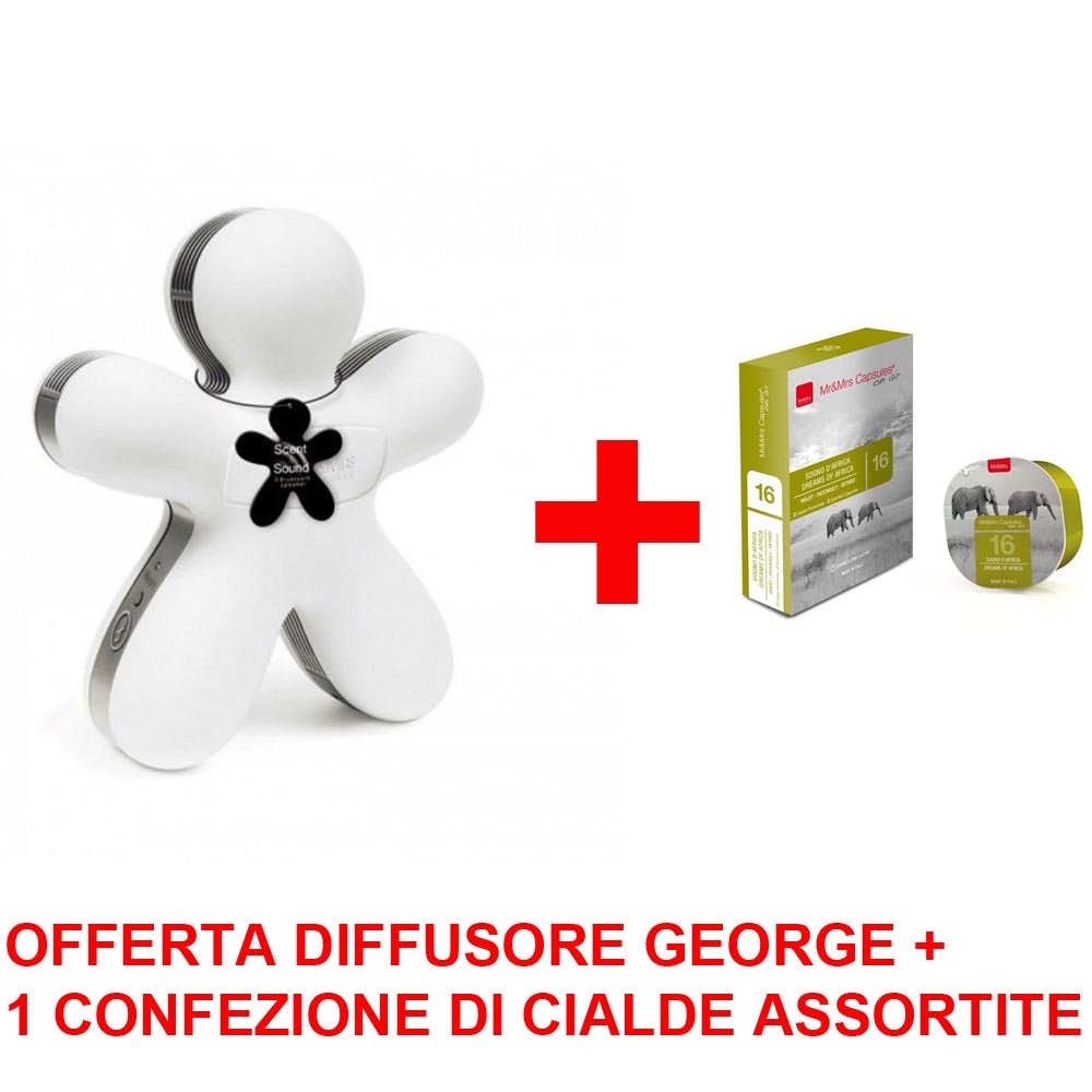 OFFERTA GEORGE DIFFUSORE ELETTRONICO SPEAKER BLUETOOTH BIANCO +1 CONFEZIONE DI CIALDE