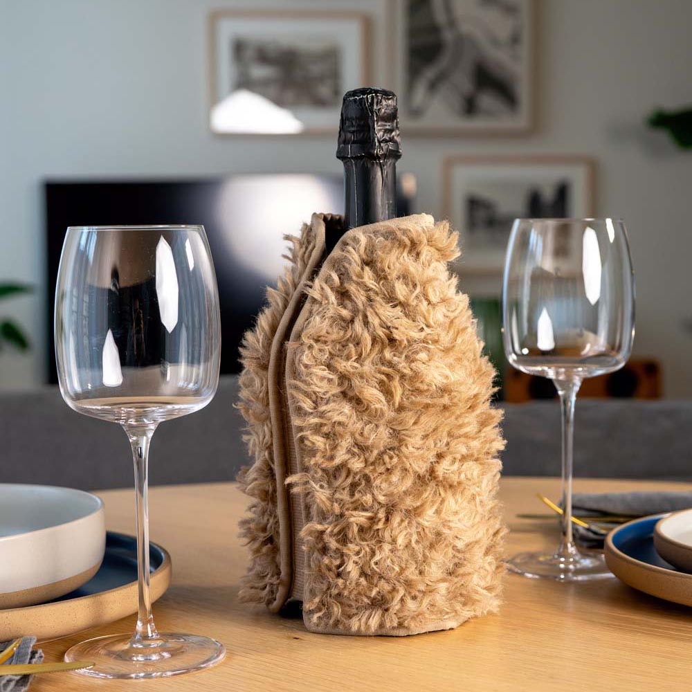 GLACETTE MORBIDA RAFFREDDA BOTTIGLIE CON PELLICCIA BEIGE