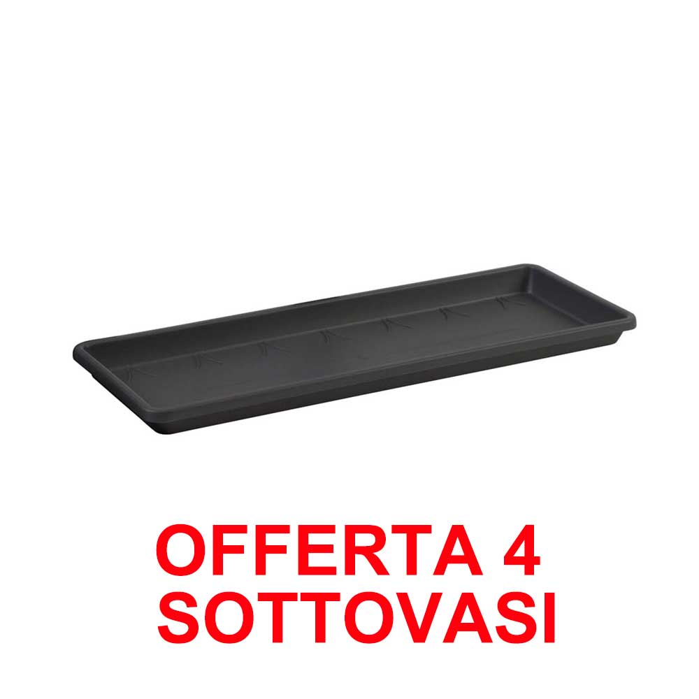 OFFERTA 4 SOTTOVASO PER FIORIERA BARCELONA TROUGH SAUCER 50CM ANTHRACITE