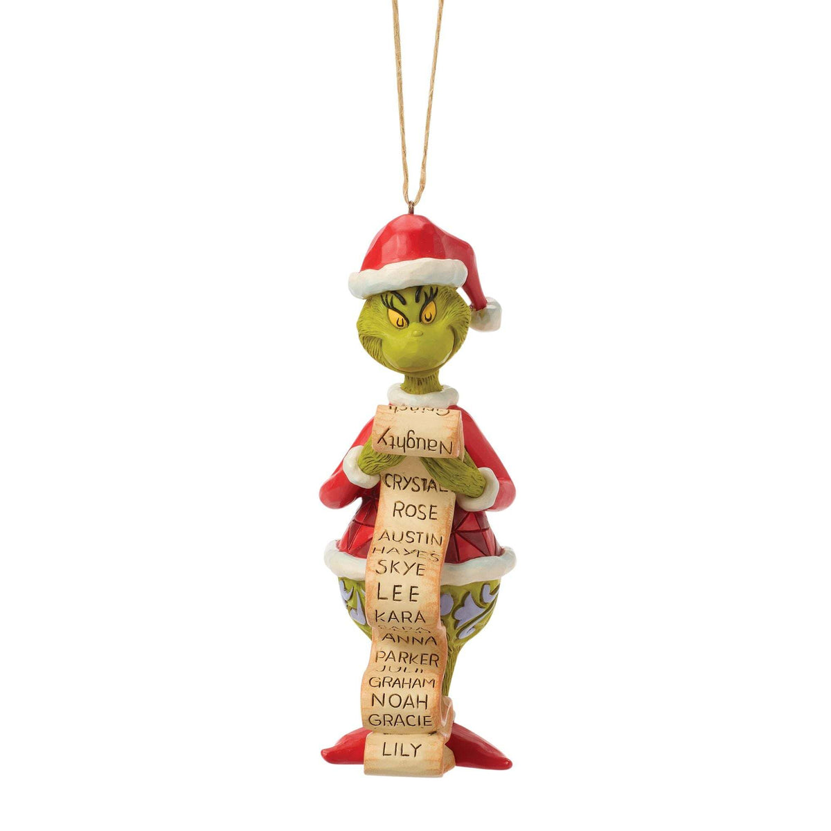 Grinch-Weihnachtsbaumanhänger „Liste der Unartigen“ von Jim Shore