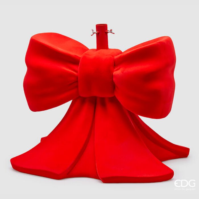 BASE PER ALBERO A FORMA DI FIOCCO, IN VELLUTO, 57X50X50CM, COLORE ROSSO