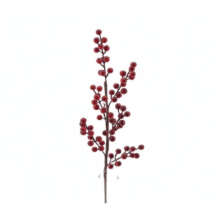 DECORAZIONE NATALIZIA, RAMETTO CON BACCHE ROSSE, H61CM