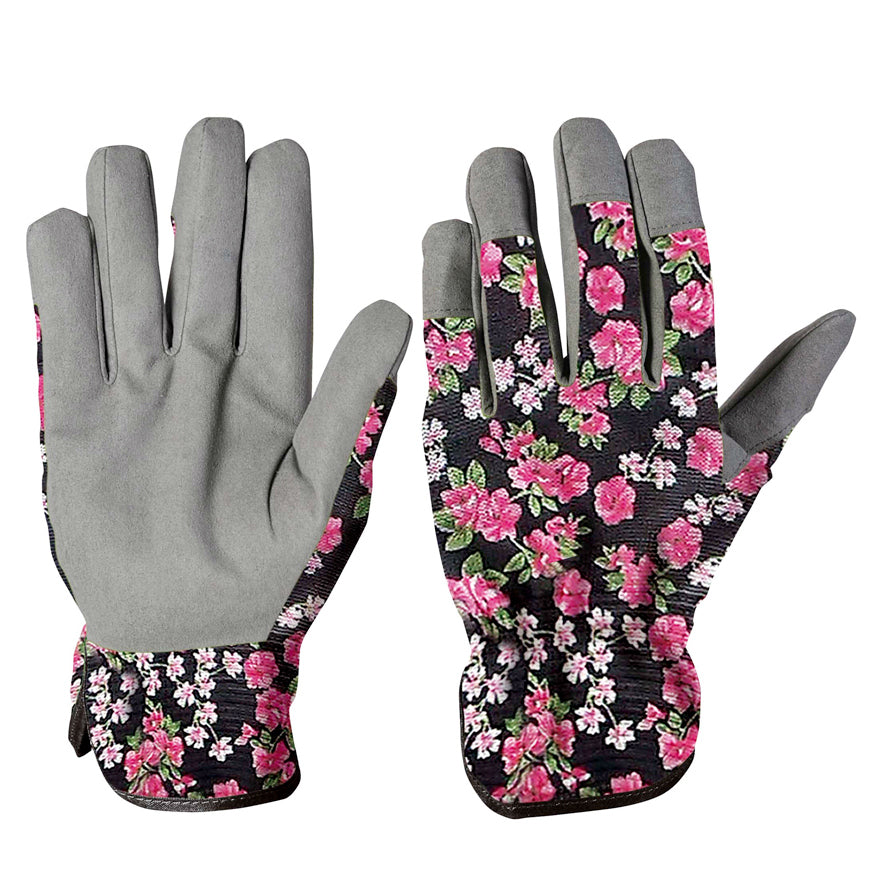 GUANTO DA GIARDINO DONNA IN COTONE FIORI TAGLIA M