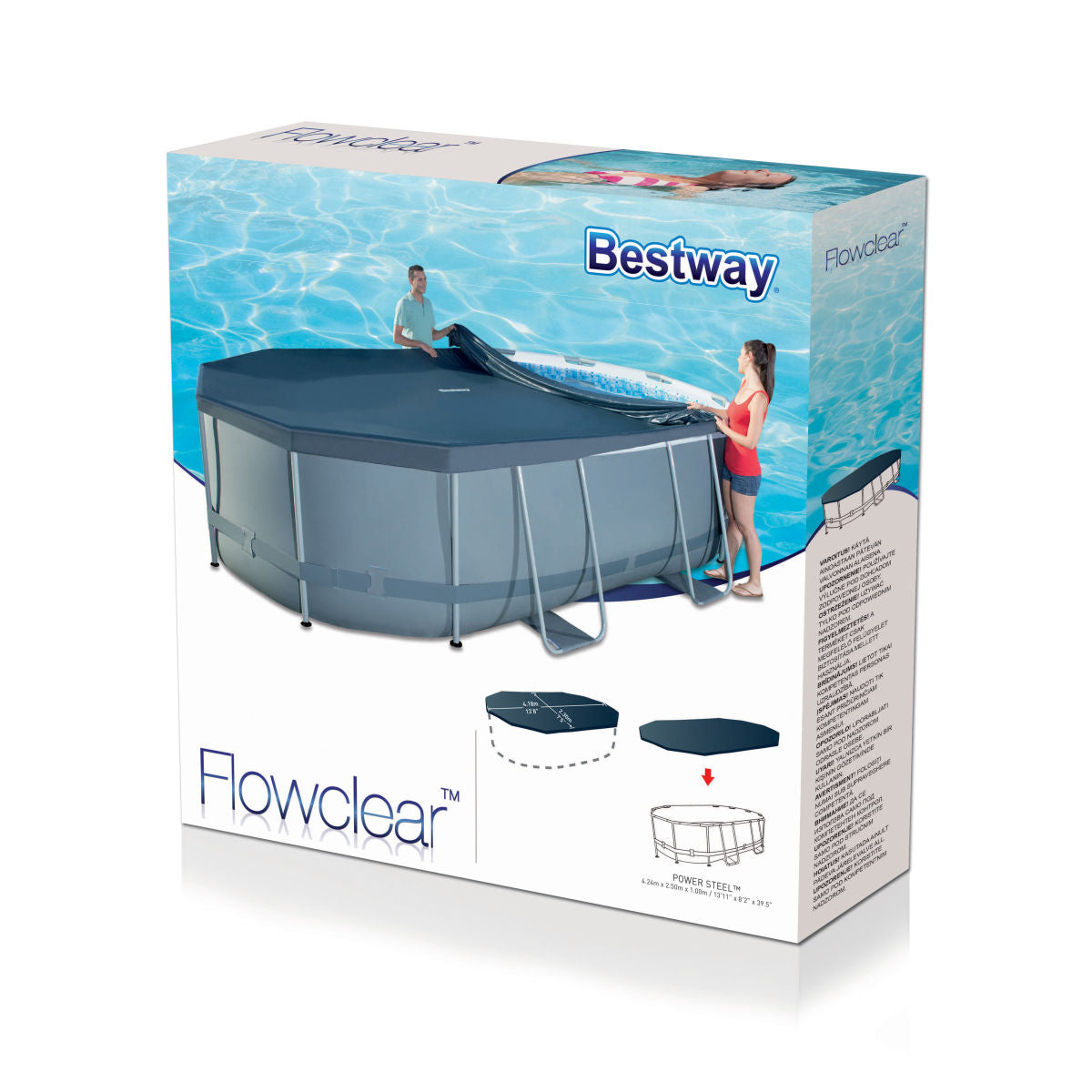 COPERTURA PER PISCINA POWER STEEL OVALE 424X250X100CM BESTWAY
