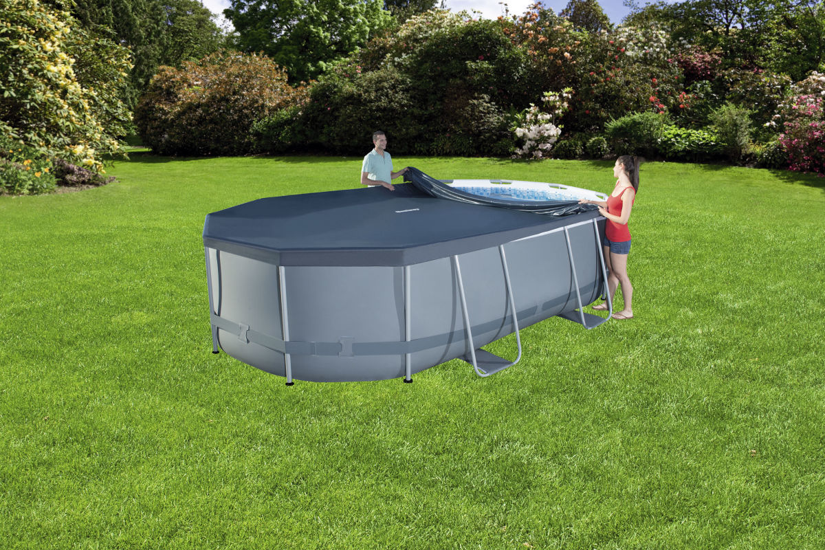 COPERTURA PER PISCINA POWER STEEL OVALE 424X250X100CM BESTWAY
