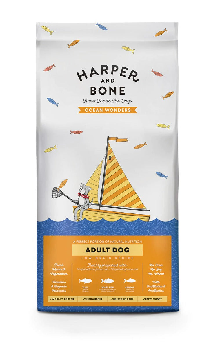 CROCCHETTE PER CANI HARPER AND BONE ADULT DOG OCEAN WONDERS 12KG - TONNO, PESCE E SALMONE