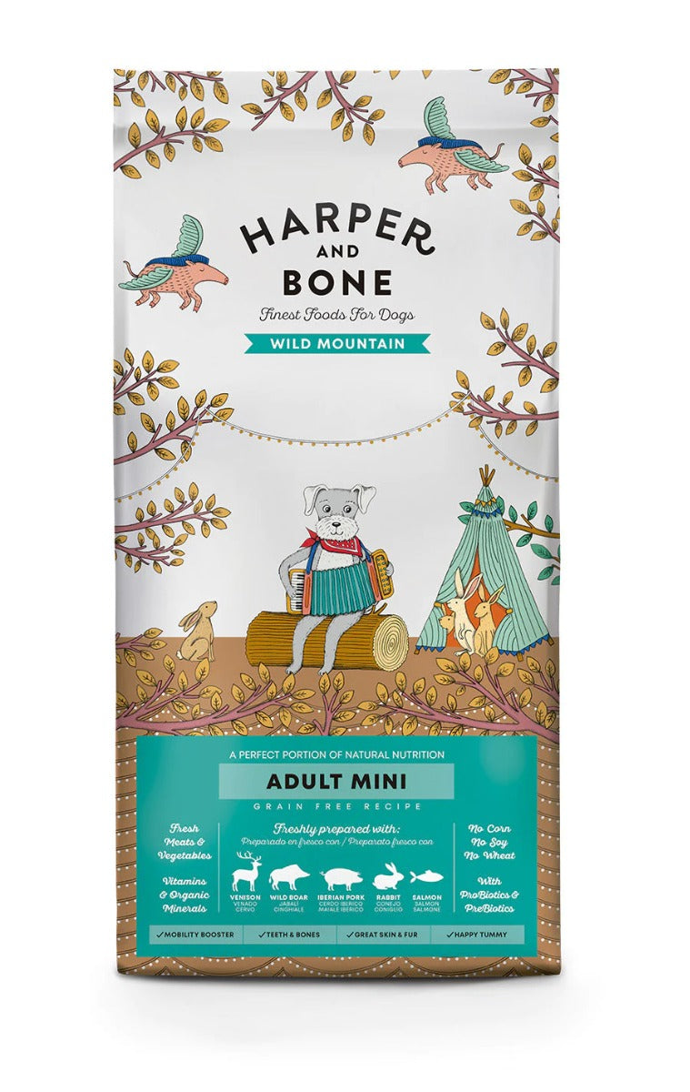 CROCCHETTE PER CANI HARPER AND BONE ADULT DOG MINI WILD MOUNTAIN 2KG - CERVO, CINGHIALE, MAIALE, CONIGLIO E SALMONE
