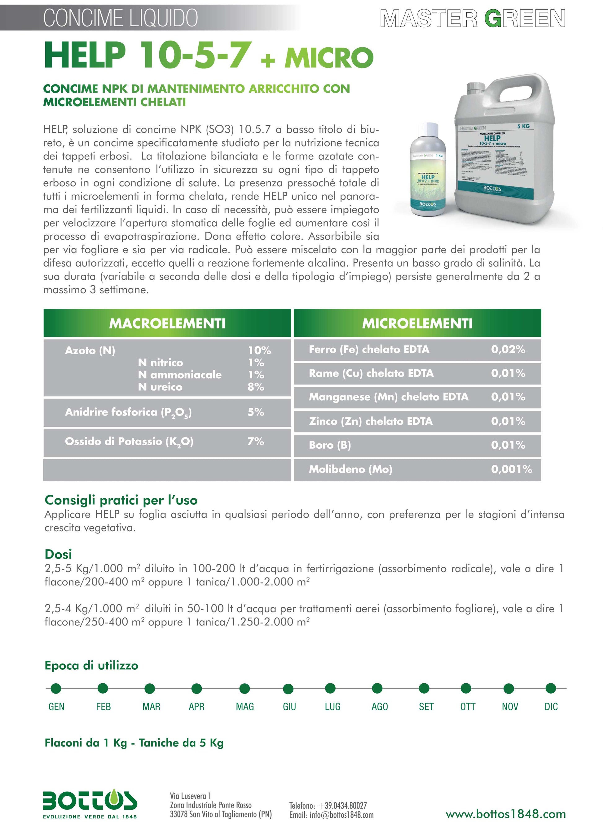 CONCIME DI MANTENIMENTO PER PRATO MASTERGREEN HELP 10-5-7 1KG