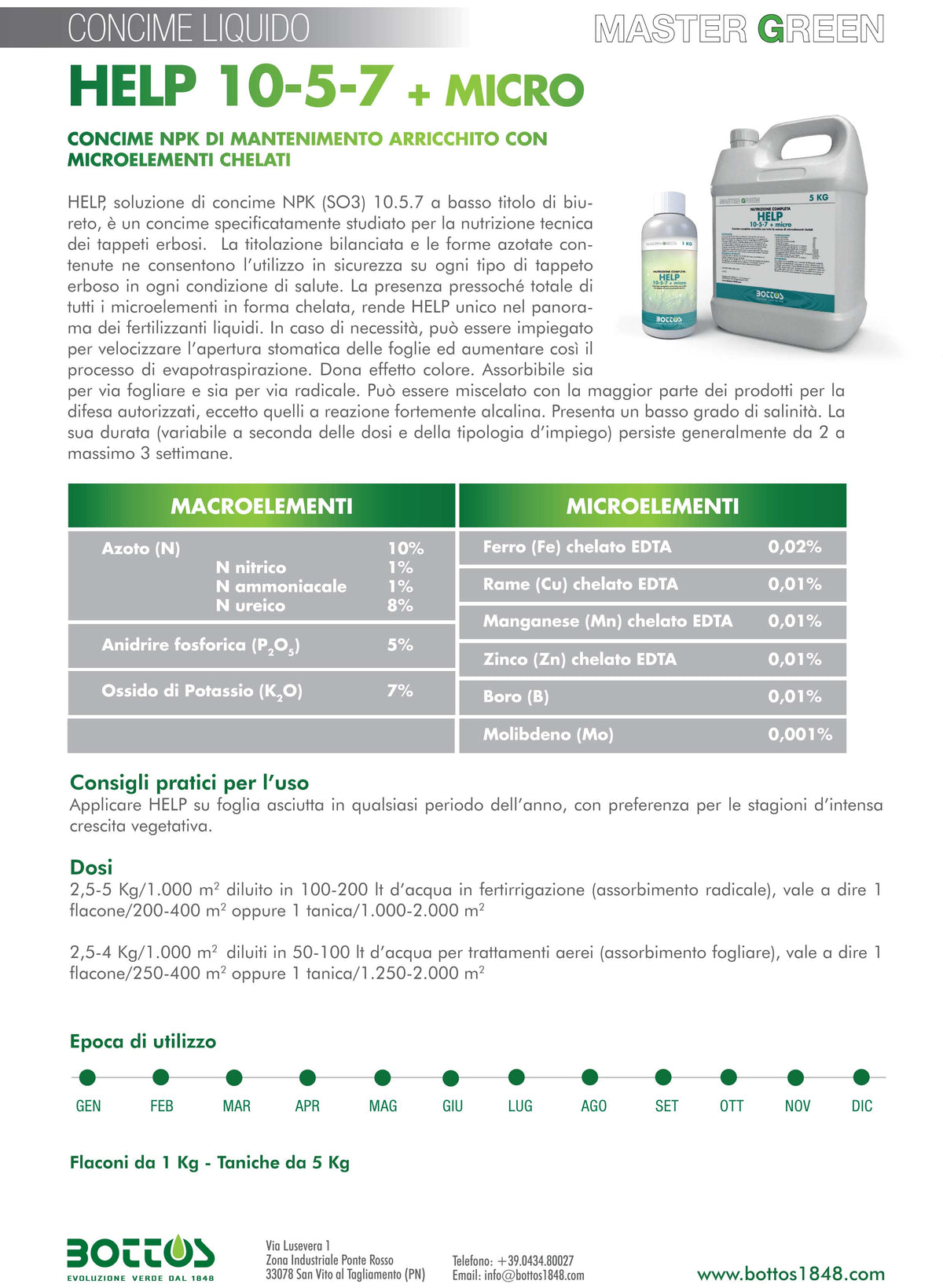 CONCIME DI MANTENIMENTO PER PRATO MASTERGREEN HELP 10-5-7 1KG