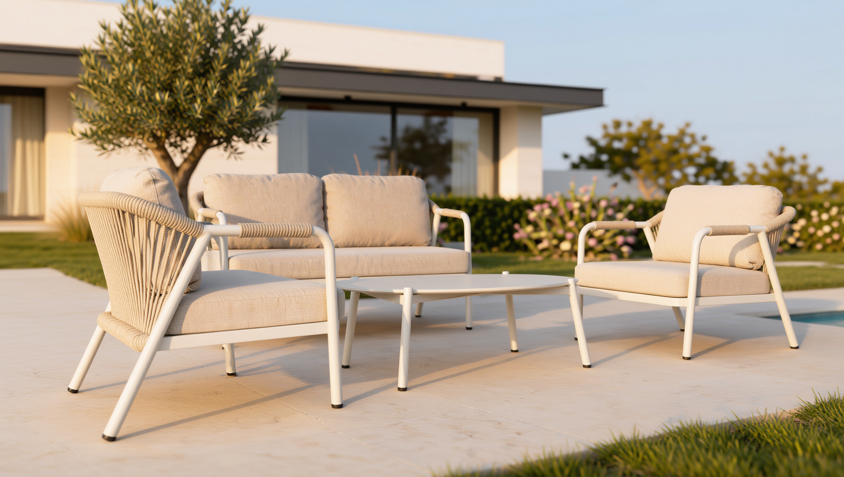Set Salotto Miravet 4 Pezzi con Divano 2 Poltrone e Tavolino Wall Bizzotto