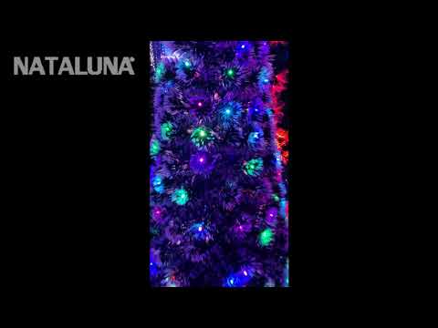 ALBERO LUMINOSO CON RAMI INNEVATI IN FIBRA OTTICA 220 LED MULTICOLOR E FIORI LUMINOSI H180CM