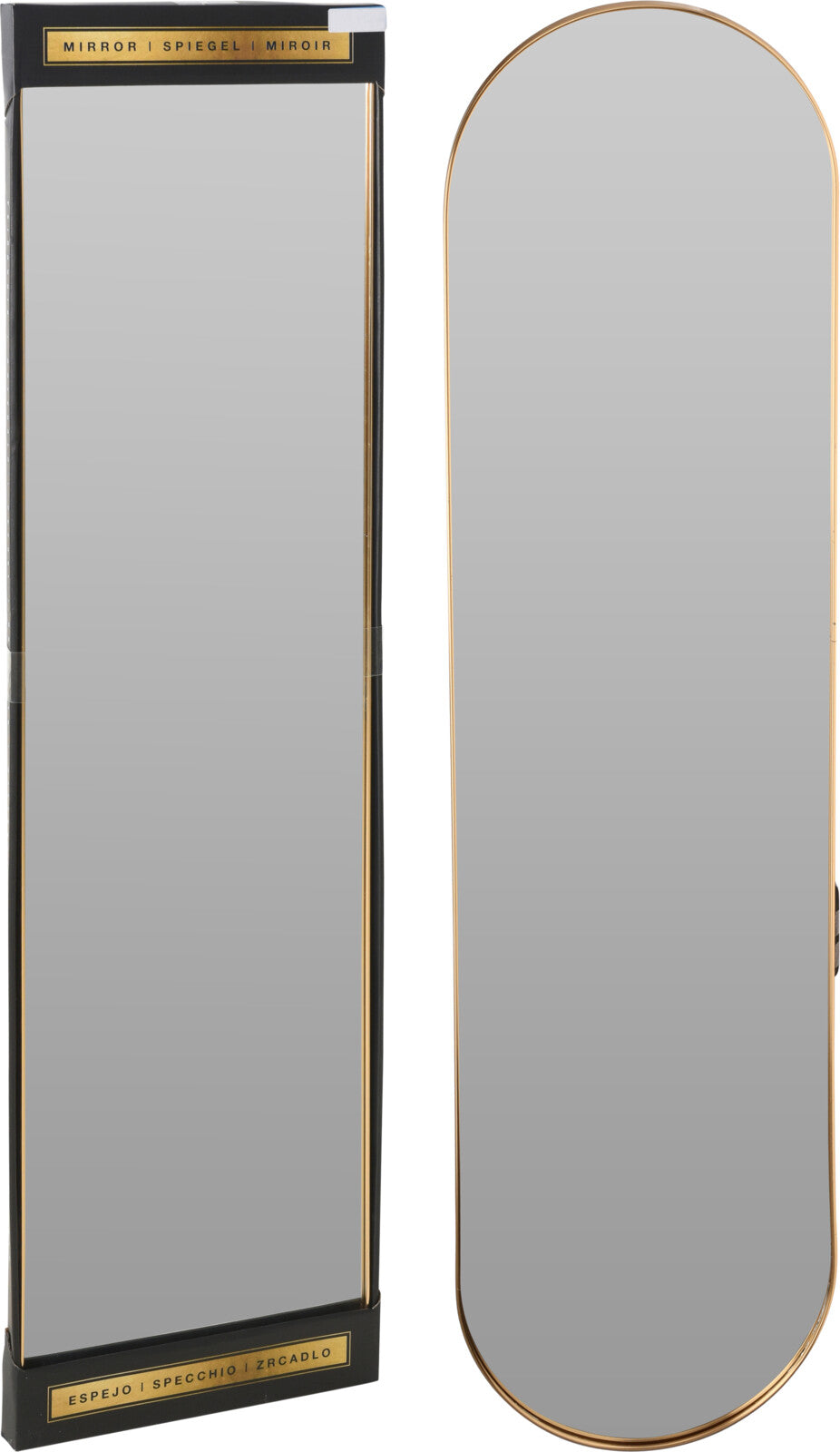 SPECCHIO CON BORDO ORO 115X30CM OVALE