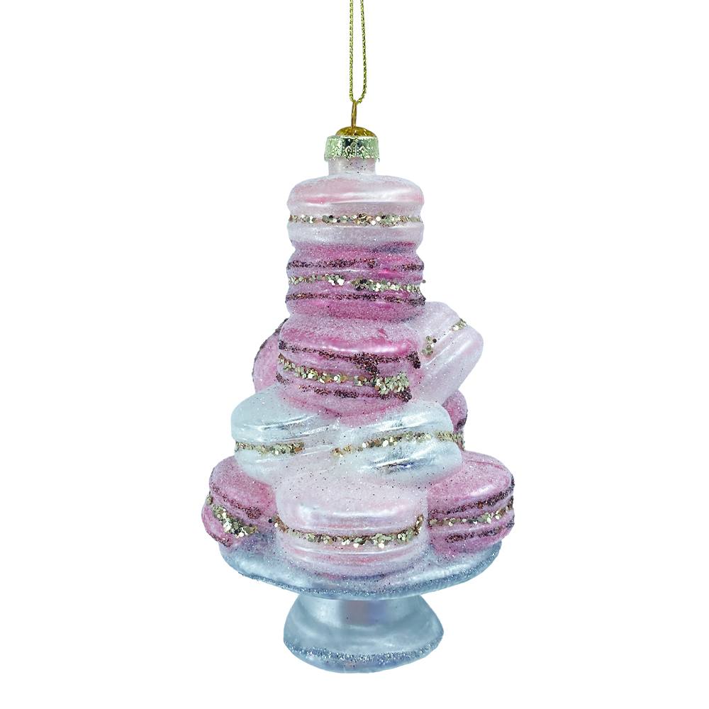 PENDENTE NATALIZIO A FORMA DI MACARONS ROSA 14CM