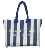Borsa da Spiaggia a Righe in Cotone 28x24x15 cm Blu Navy Marinette Off White