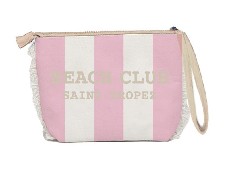 Trousse Pochette Beach Club Saint Tropez 20x14,5x7 cm Rosa e Bianco Marinette Off White