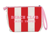 Pochette Trousse Beach Club Saint Tropez 20x14,5x7 cm Bianco Rosso Marinette Off White