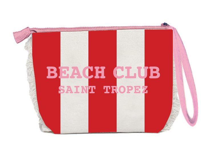 Pochette Trousse Beach Club Saint Tropez 20x14,5x7 cm Bianco Rosso Marinette Off White