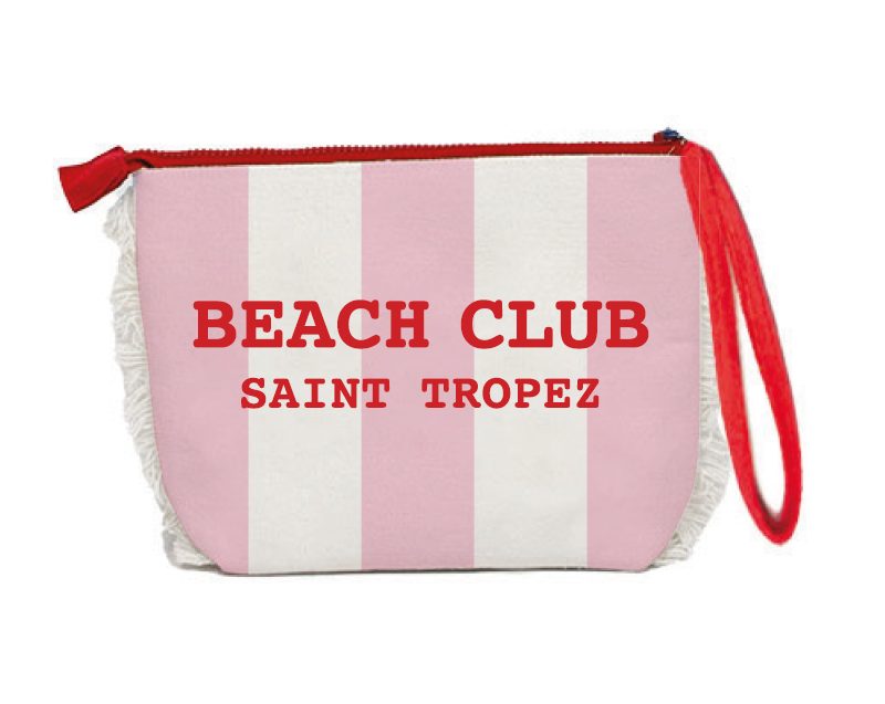 Trousse Beauty Case Beach Club 20x14,5x7 cm Rosa a righe Marinette Off White
