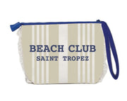 Trousse da Viaggio Beach Club Saint Tropez 20x14.5x7 cm Beige e Blu Marinette Off White