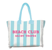 Borsa da Spiaggia Cotone 37x33x19 cm Azzurro e Bianco a Righe Marinette Off White