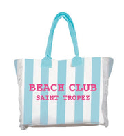 Borsa Spiaggia Cotone Righe Azzurro e Bianco 28x24x15 cm Marinette Off White