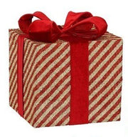 Pacco Regalo Decorativo 25X25X28CM Rosso e Oro Peraga Christmas