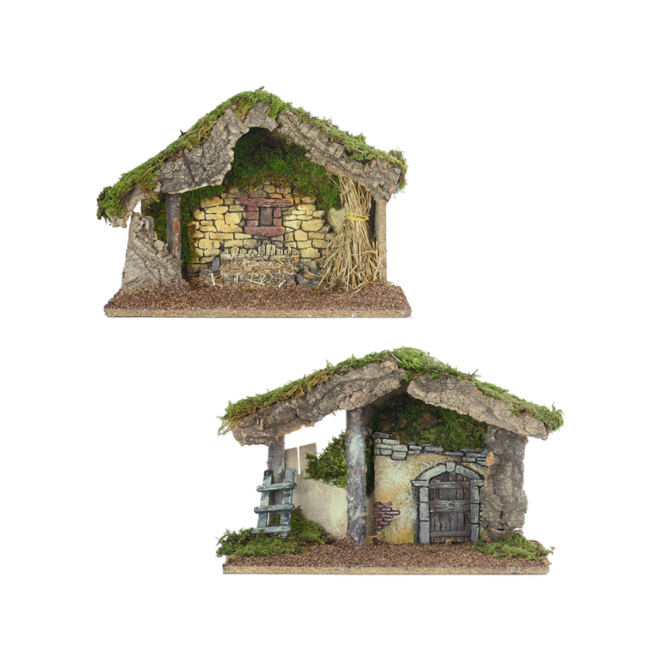 1 Krippenstall 22 cm x 31,5 cm, bunt, sortiertes Modell, Peraga Christmas