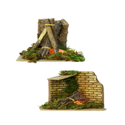 Caminetto Presepe 15x15x15 cm Oro e Verde Peraga Christmas