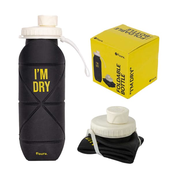 Faltbare Trinkflasche 22,5cm H 7cm D 600ml Schwarz FISURA