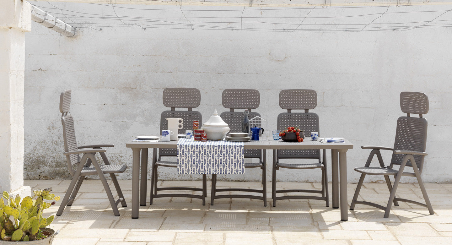 OFFRE : TABLE EXTENSIBLE LIBECCIO 160/220CM + 6 FAUTEUILS AQUAMARINE DANS LA COULEUR DE VOTRE CHOIX