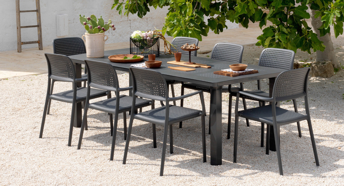 OFFERTA TAVOLO RIO ALLUNGABILE 210/280CM +8 POLTRONE RIVA COLORE A SCELTA