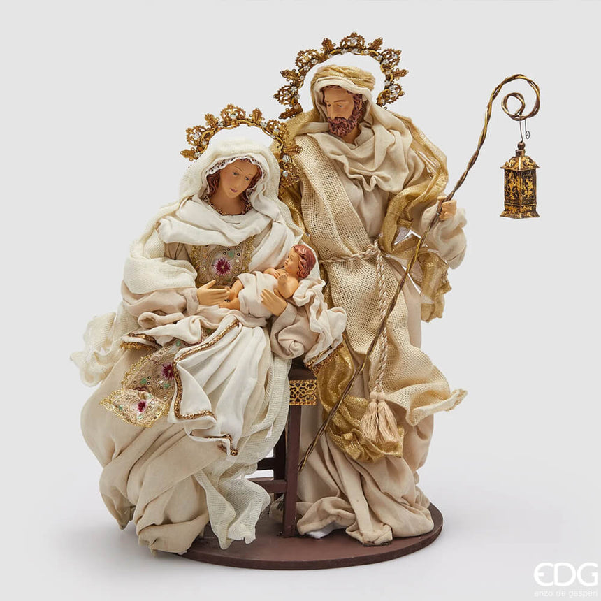 Statuetta Natalizia Natività con Base H50 Avorio Oro EDG
