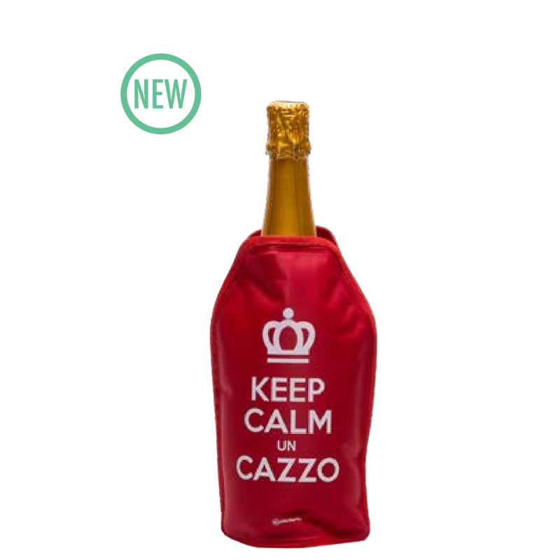 Glacette Raffredda Bottiglie Nylon H 23 cm Stampa Keep Calm Rosso Più Forty +40 - immagine 1