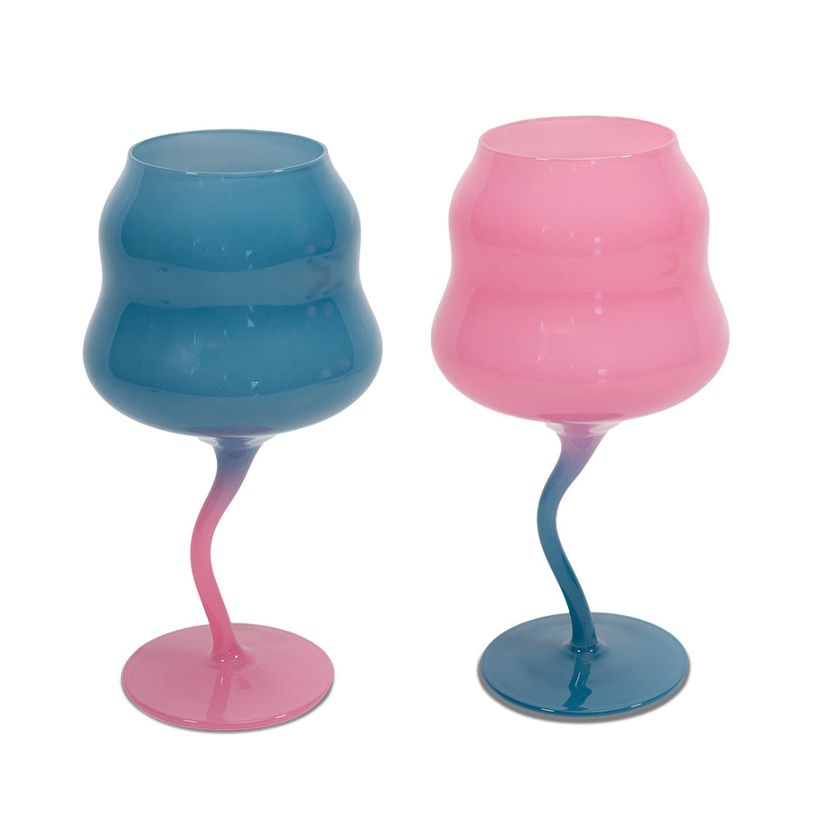 Set 2 Calici da Cocktail in Vetro 450 ml Azzurro e Rosa WD LifeStyle
