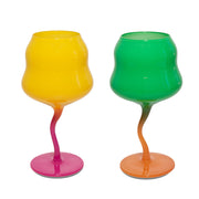 Set 2 Calici da Cocktail in Vetro 450 ml  Giallo e Rosa Verde e Arancione WD LIFESTYLE