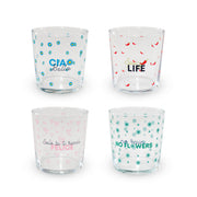 Set 4 Bicchieri in Vetro 300 ml Decoro Scritte Colorate WD LIFESTYLE