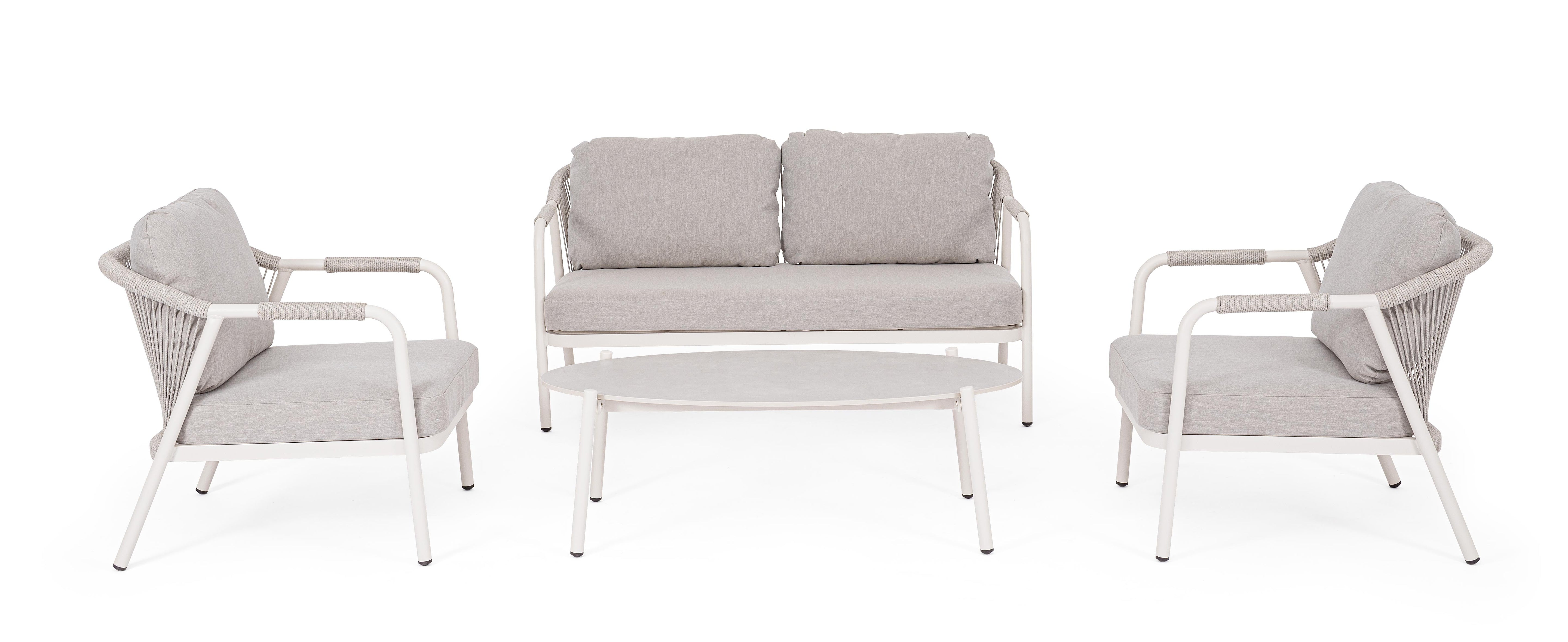 Set Salotto Miravet 4 Pezzi con Divano 2 Poltrone e Tavolino Wall Bizzotto