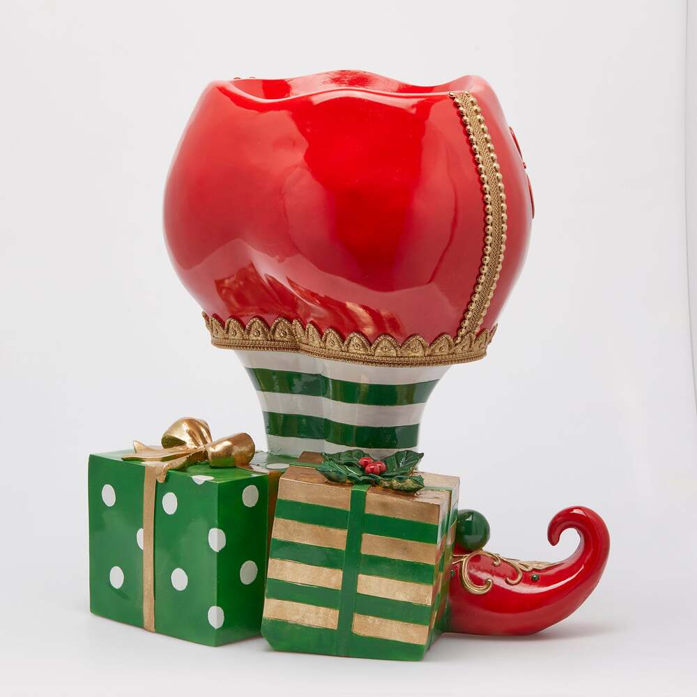Base per Albero di Natale Pino Elfo con Pantaloni H66x57x41 Verde e Rosso