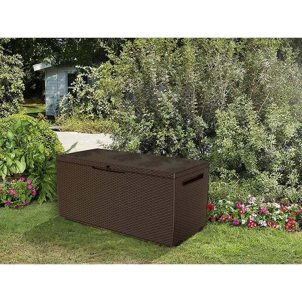 BAULE MULTIUSO DA GIARDINO CAPRI RATTAN 123X53,5X57H - 305 LT - MARRONE