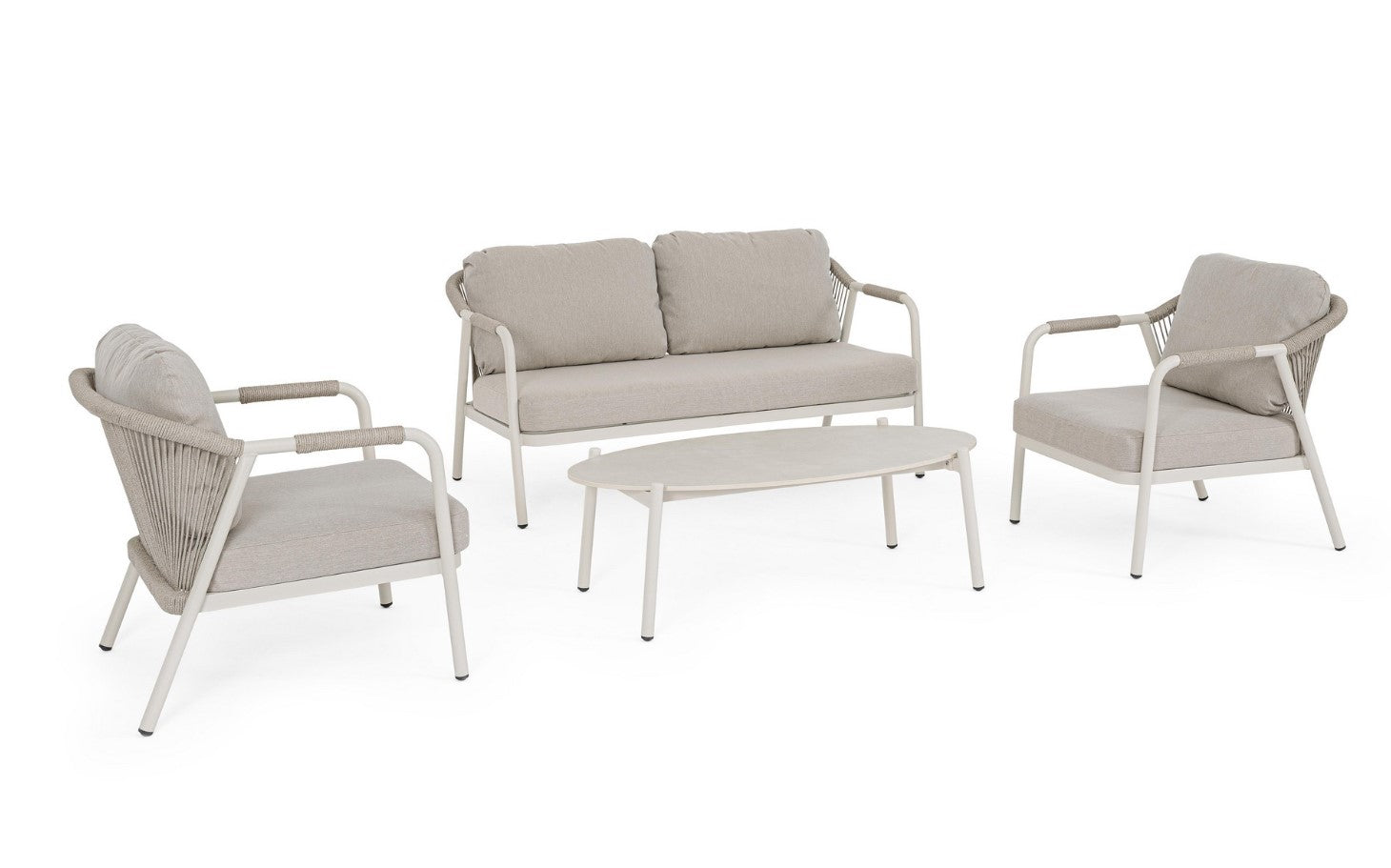 Set Salotto Miravet 4 Pezzi con Divano 2 Poltrone e Tavolino Wall Bizzotto