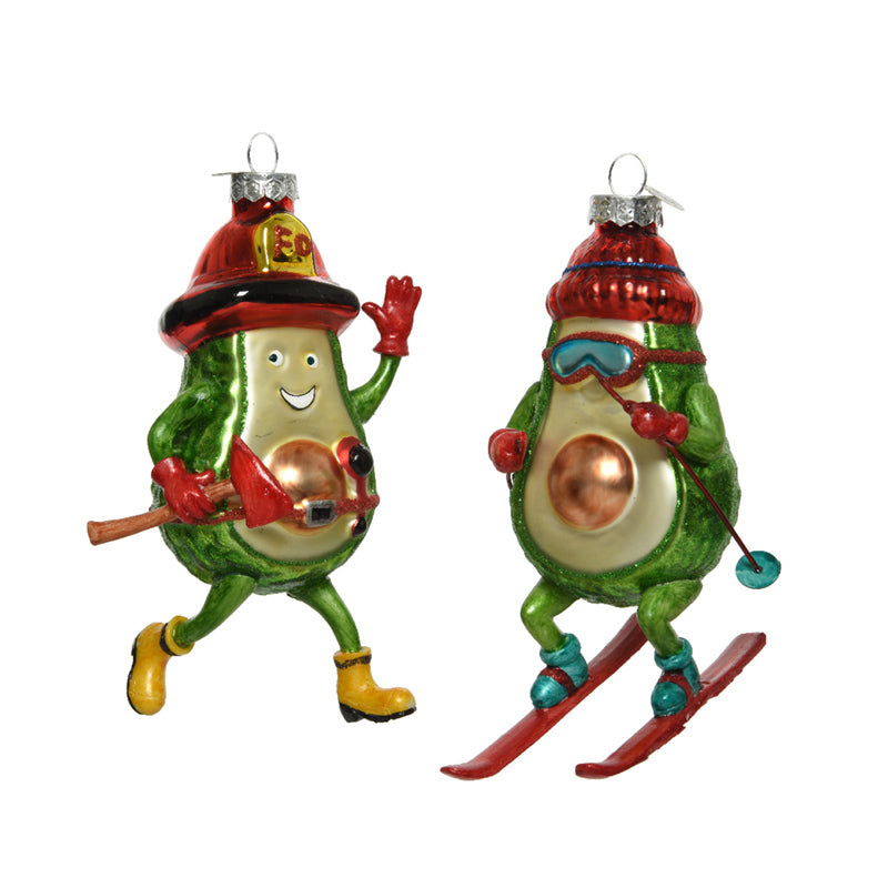 PENDENTE NATALIZIO IN VETRO A FORMA DI AVOCADO 13CM ASSORTITO