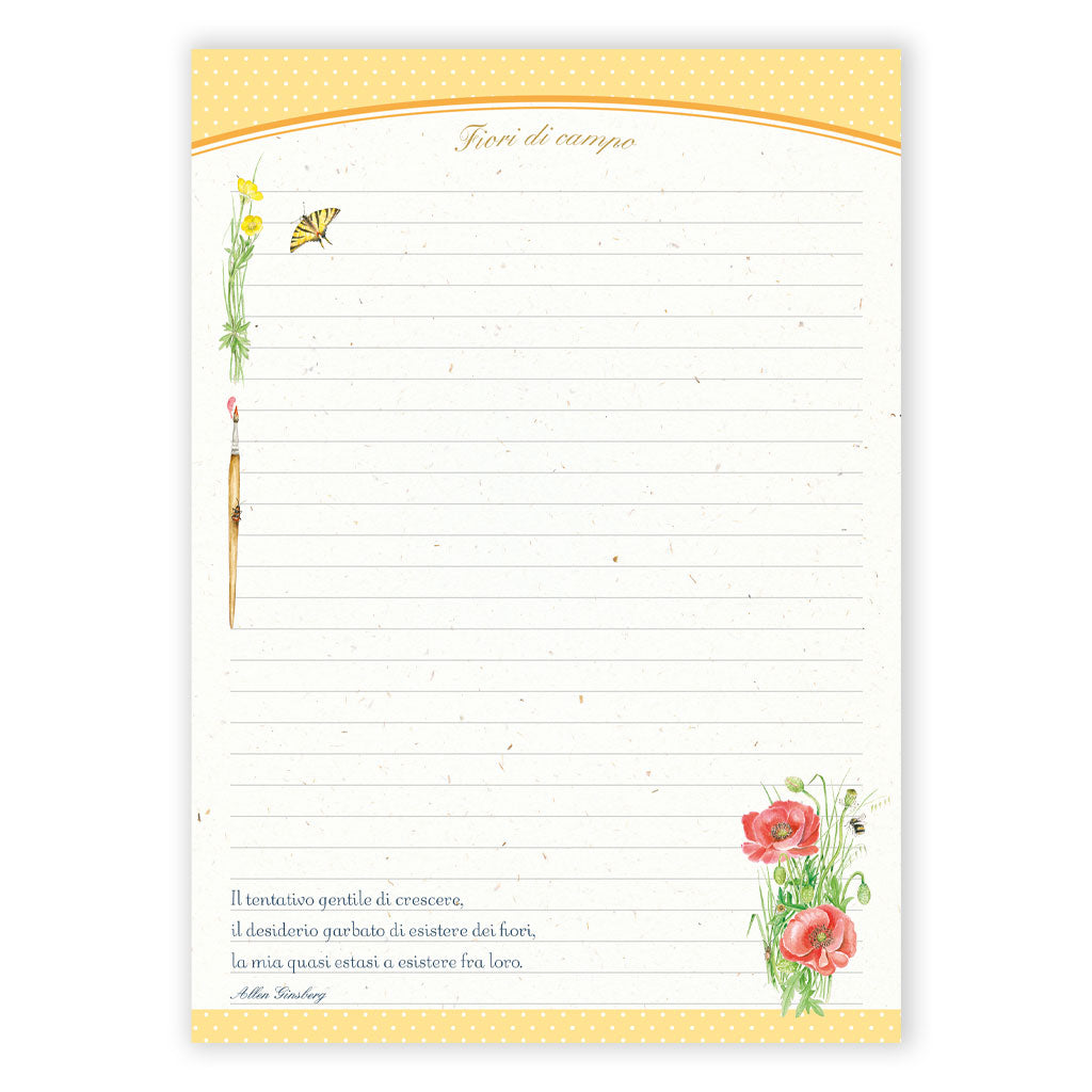 BLOCCO NOTES FIORI DI CAMPO PENSIERI BELLI